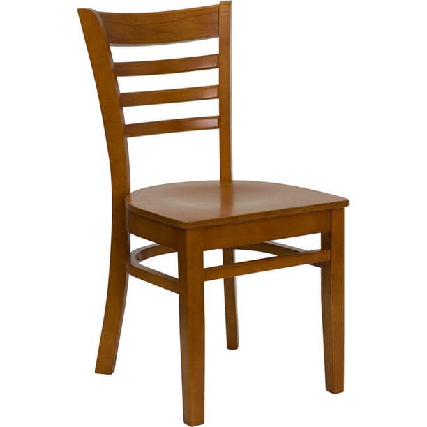 Offex Natural Wood Finished Ladder Back Wooden Restaurant Chair with Black Vinyl Seat Offex Natural Wood Finished Ladder Back Wooden Restaurant Chair with Black Vinyl Seat